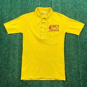 True Vintage Florida State Seminoles FSU Polo Men XS Yellow Single Stich 60s 70s